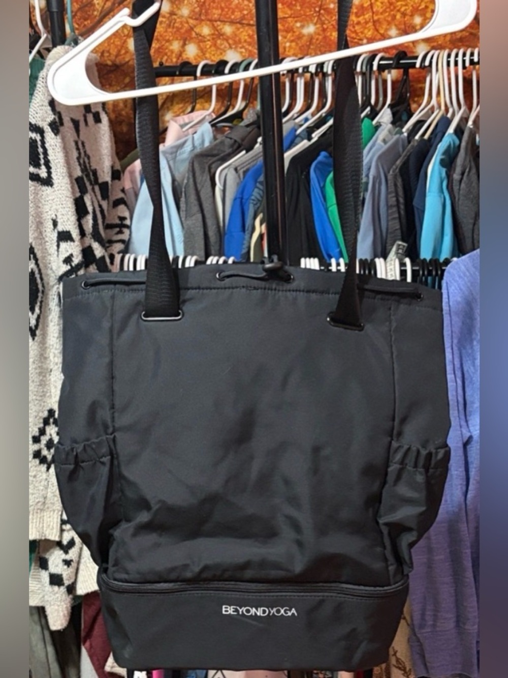 ♠️Beyond Yoga Black Convertible Gym Tote/Drawstring Backpack w Shoe Compartment